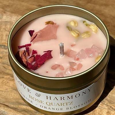 Edelsteen geurkaarsje rozenkwarts (4)