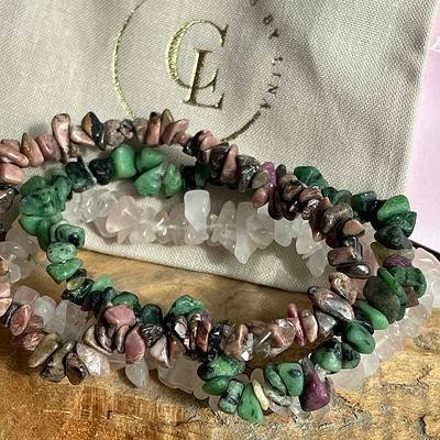 Edelsteen set voor liefde - rozenkwarts - rhodoniet - robijn in zoisiet (3)