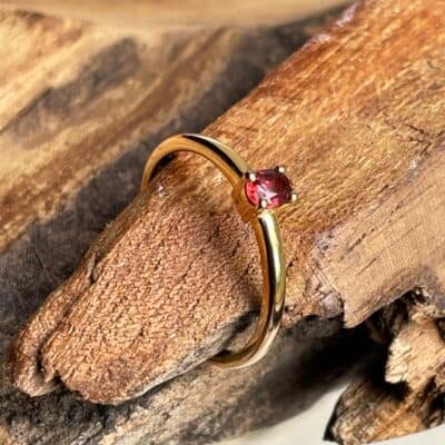 Geboortesteen ring januari met granaat - goudkleurig (1)