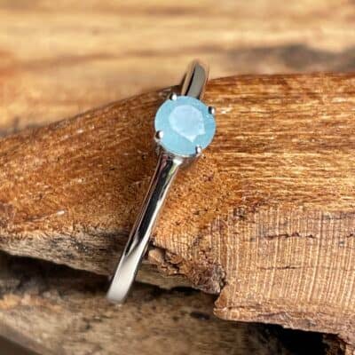 Geboortesteen ring maart met aquamarijn - zilver