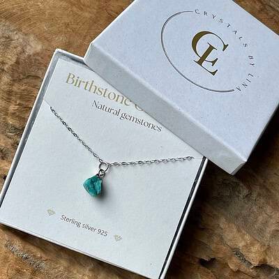 Geboortesteen ketting december - turkoois - zilver (13)